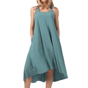 HALARA Teal A-Line Sleeveless Midi Dress